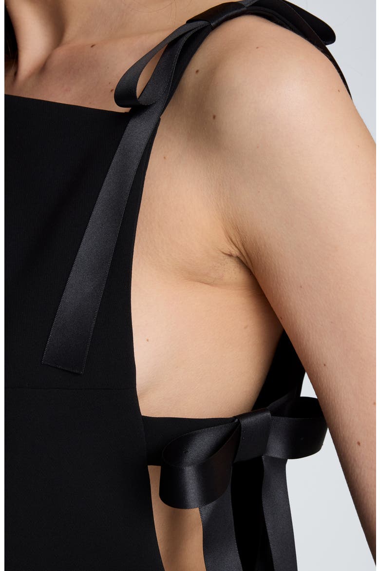 Bow Tie Crepe Minidress, Alternate, color, BLACK