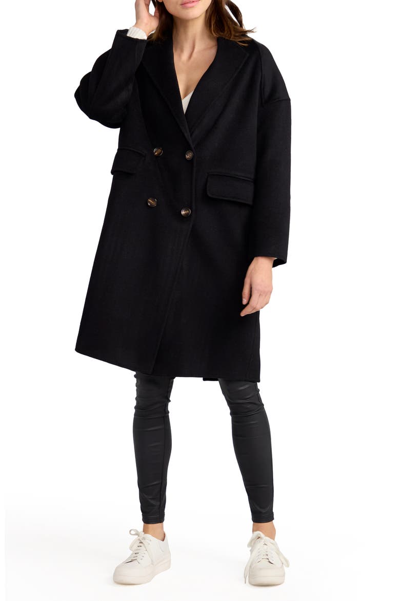 Amnesia Oversized Wool Blend Coat, Main, color, BLACK