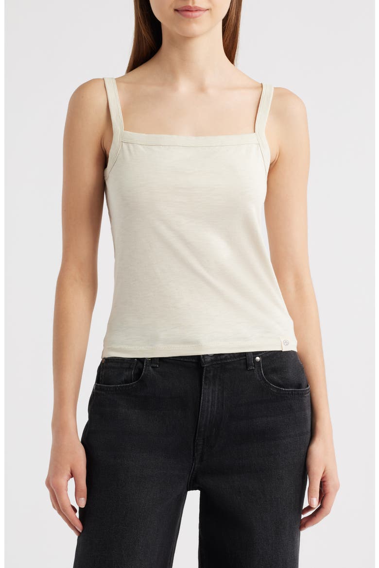 The Slub Cotton Square Neck Tank, Main, color, OATMEAL