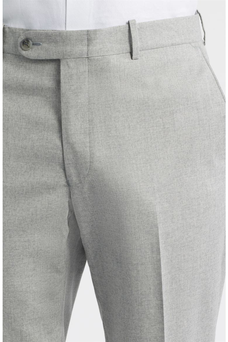 Harker Flat Front Light Tan Wool & Cotton Mélange Dress Pants, Alternate, color, LIGHT GREY