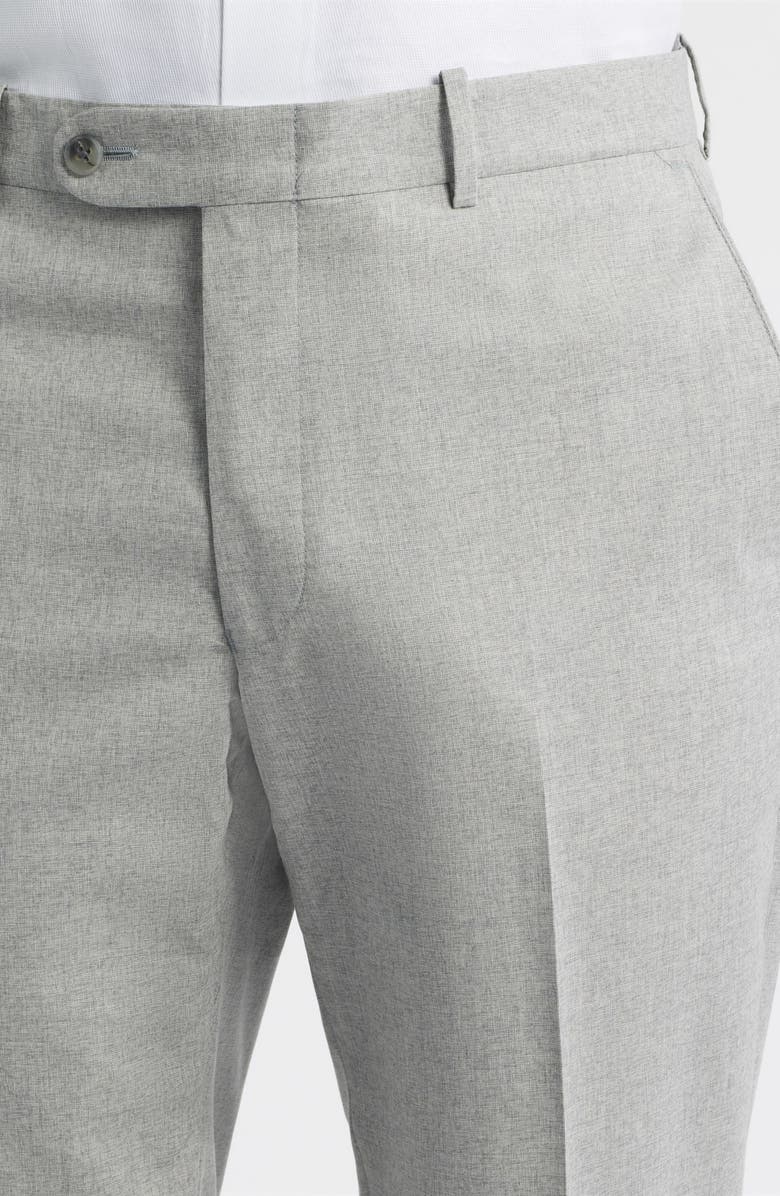 Peter Millar Harker Flat Front Light Grey Wool & Cotton Mélange Dress Pants, Alternate, color, Light Grey