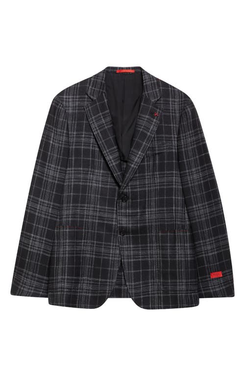 Isaia Window Plaid Wool, Silk & Linen Sport Coat In Black
