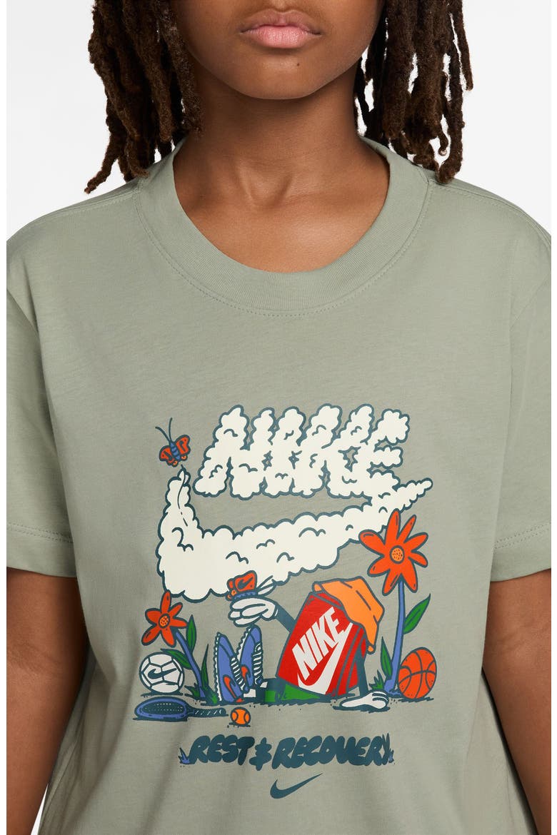 Kids' Boxy Rest & Recover Cotton Graphic T-Shirt, Alternate, color, SPRUCE FOG