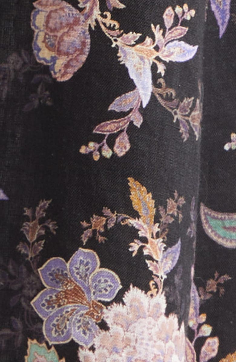 Zimmermann Luna Paisley Print Long Sleeve Linen Midi Dress, Alternate, color, Midnight Paisley