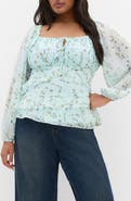 City Chic Ditsy Ruffle Top