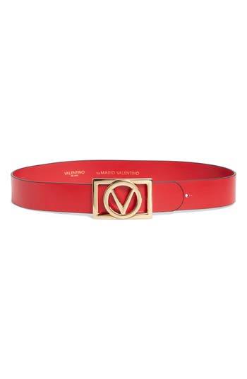 Valentino By Mario Valentino Dolly Fuego Leather Belt In Red