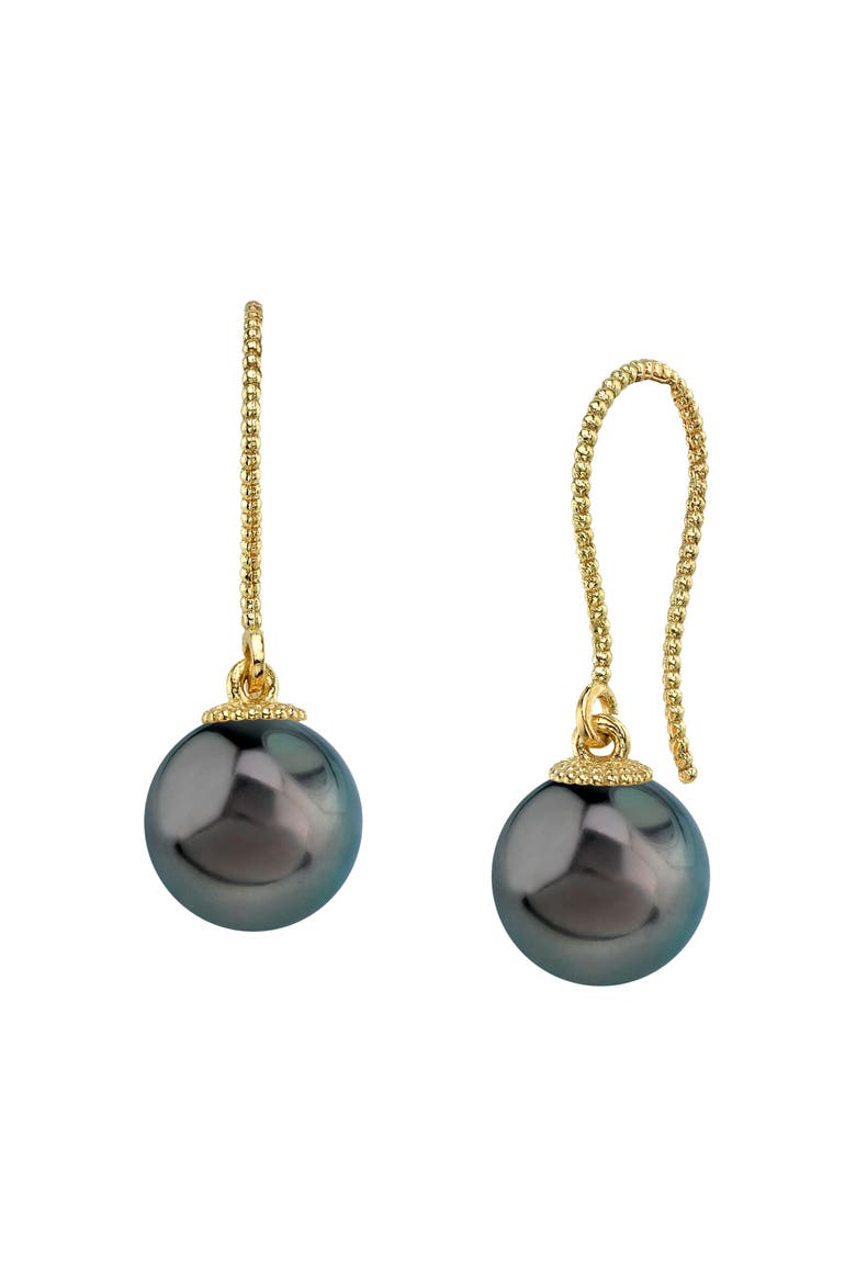 Tahitian South Sea Pearl Cindy Earrings, Main, color, Yellow Gold