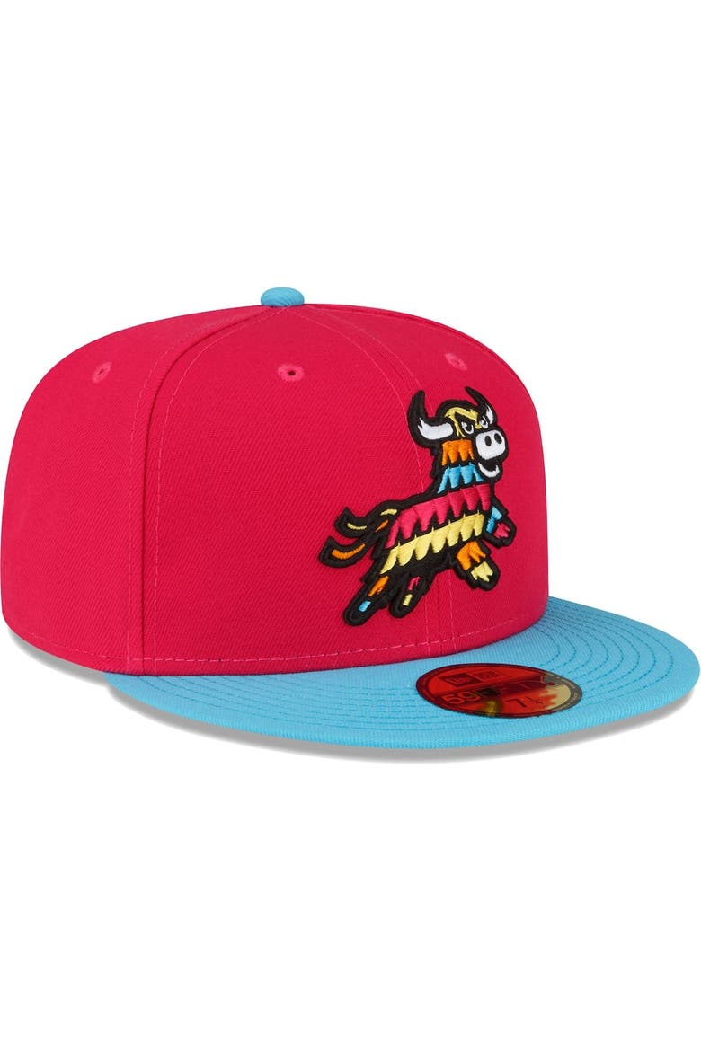 Men's New Era Coral/Light Blue Erie SeaWolves Copa De La Diversion 59FIFTY Fitted Hat, Alternate, color, Coral