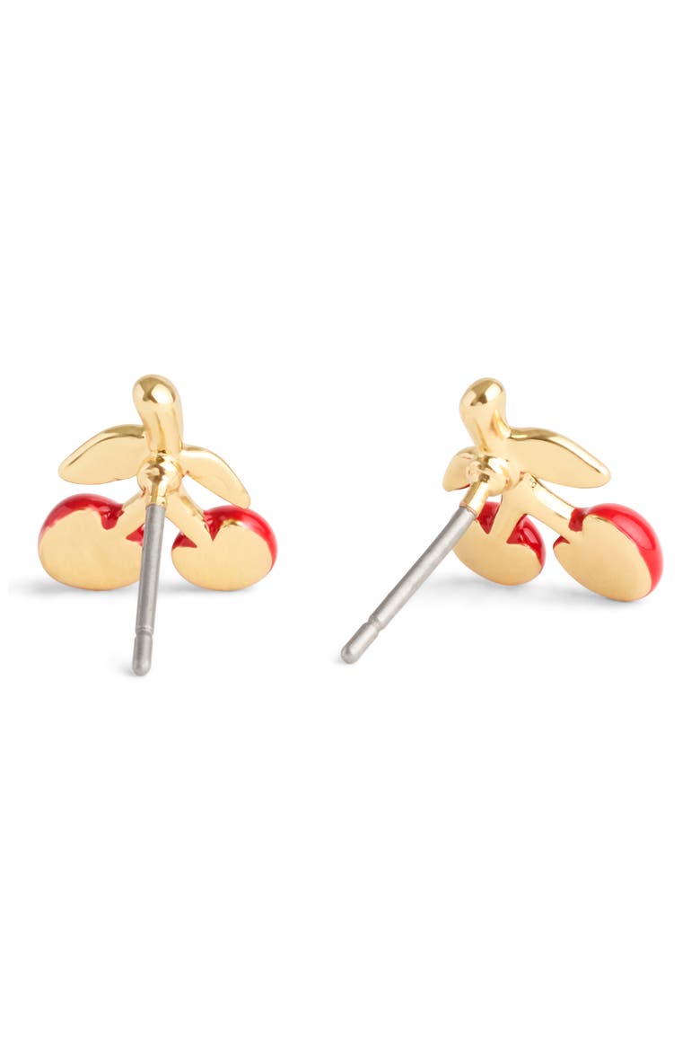 Cherry Stud Earrings, Alternate, color, RED/ GOLD