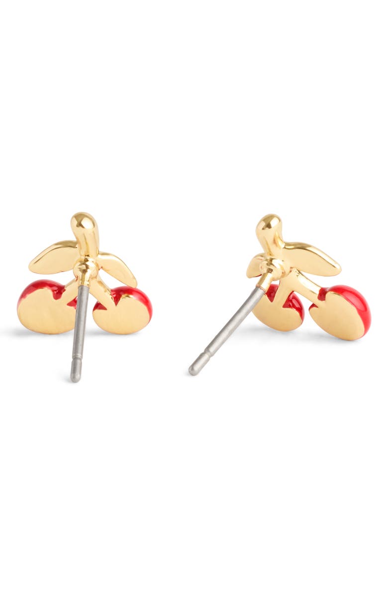 COACH Cherry Stud Earrings, Alternate, color, Red/ Gold