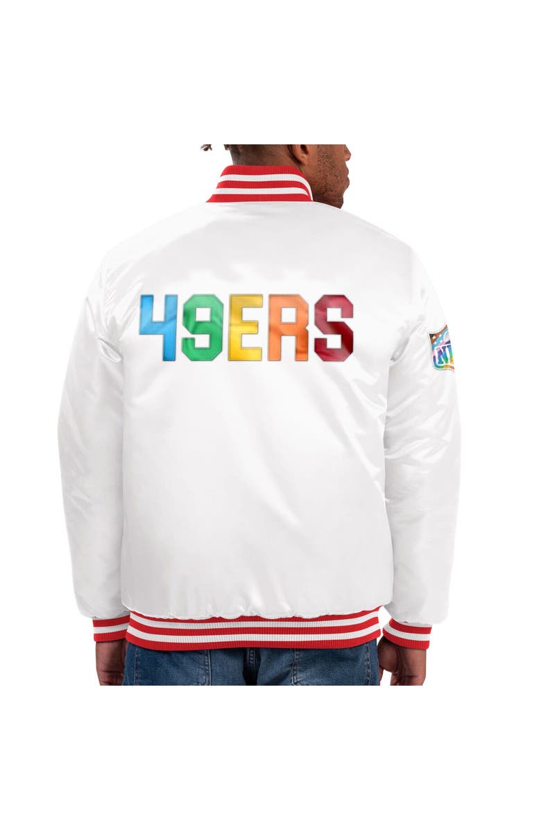 STARTER Men's Starter White San Francisco 49ers Pride Full-Snap Varsity Jacket, Alternate, color, White