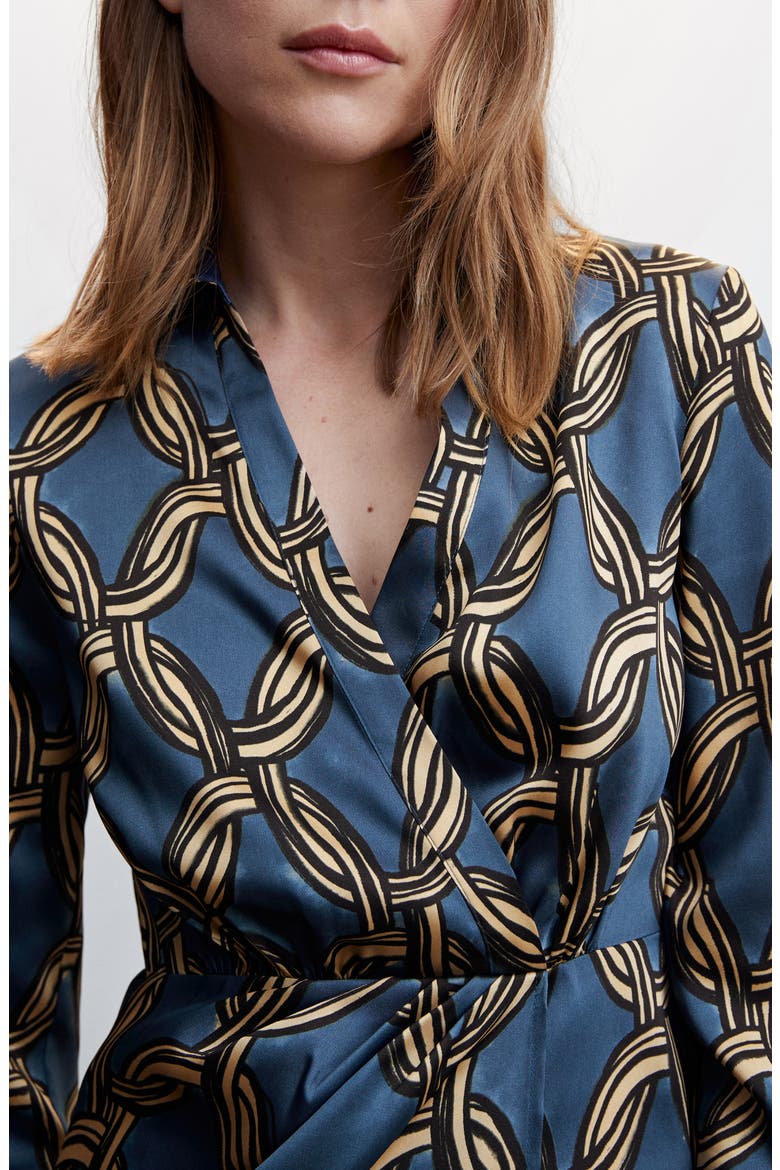 Chain Print Long Sleeve Shirtdress, Alternate, color, MEDIUM BLUE