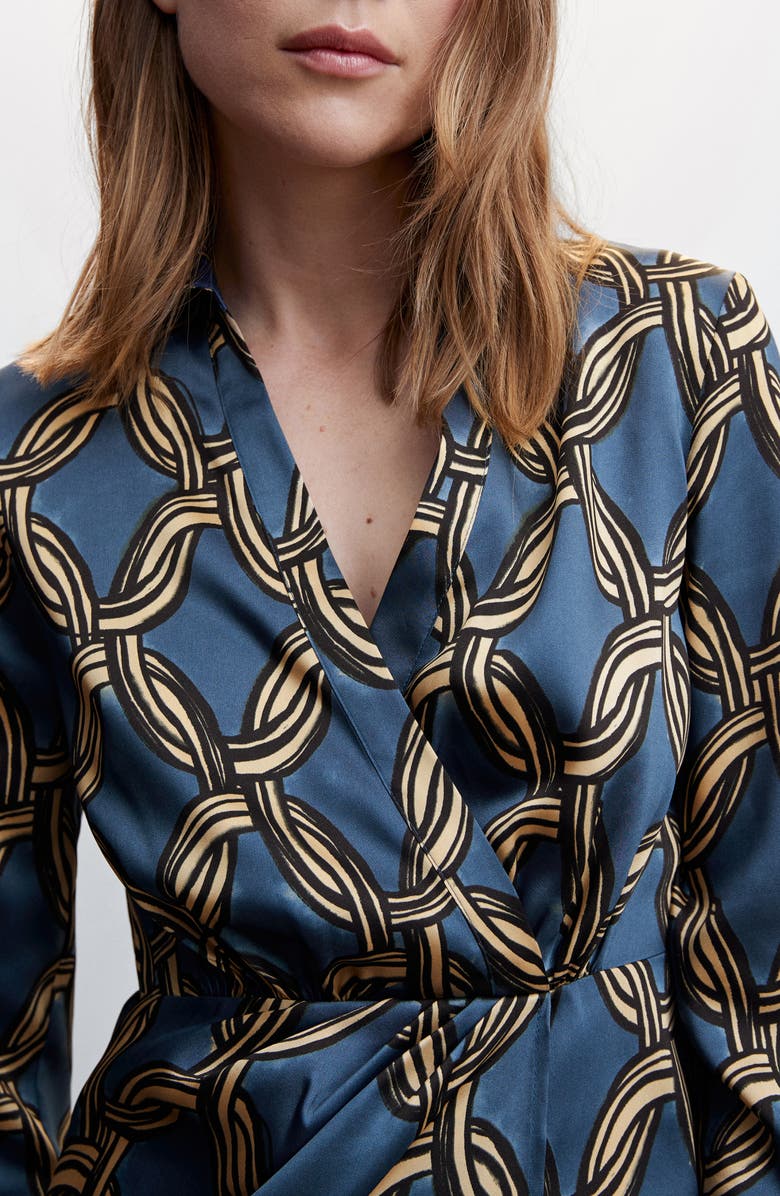 MANGO Chain Print Long Sleeve Shirtdress, Alternate, color,