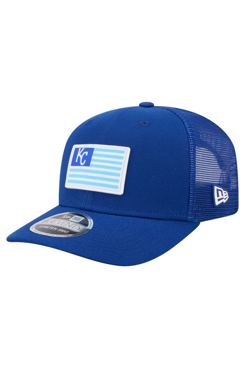 Men's New Era Royal Kansas City Royals Flag 9SEVENTY COOLERA Stretch-Snap Hat, Main, color, Royal