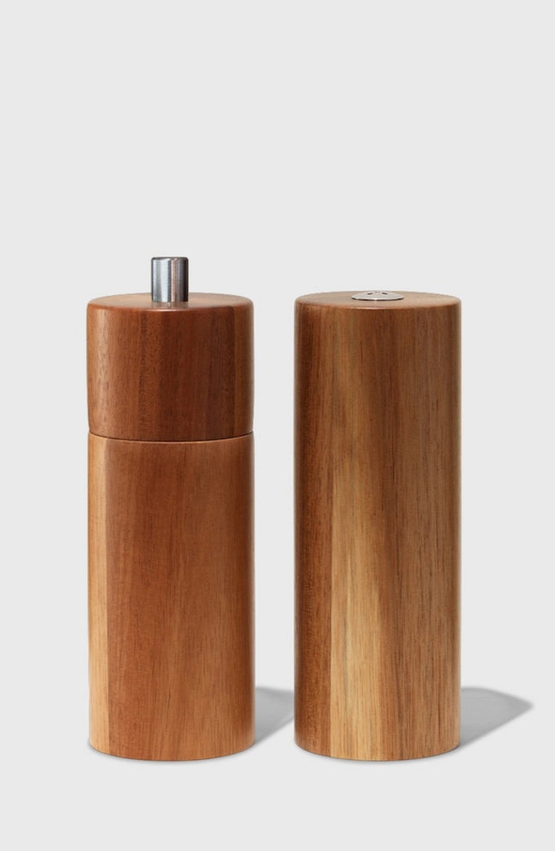 PUBLIC GOODS Pepper Mill and Salt Shaker Set, Main, color, Acacia Wood