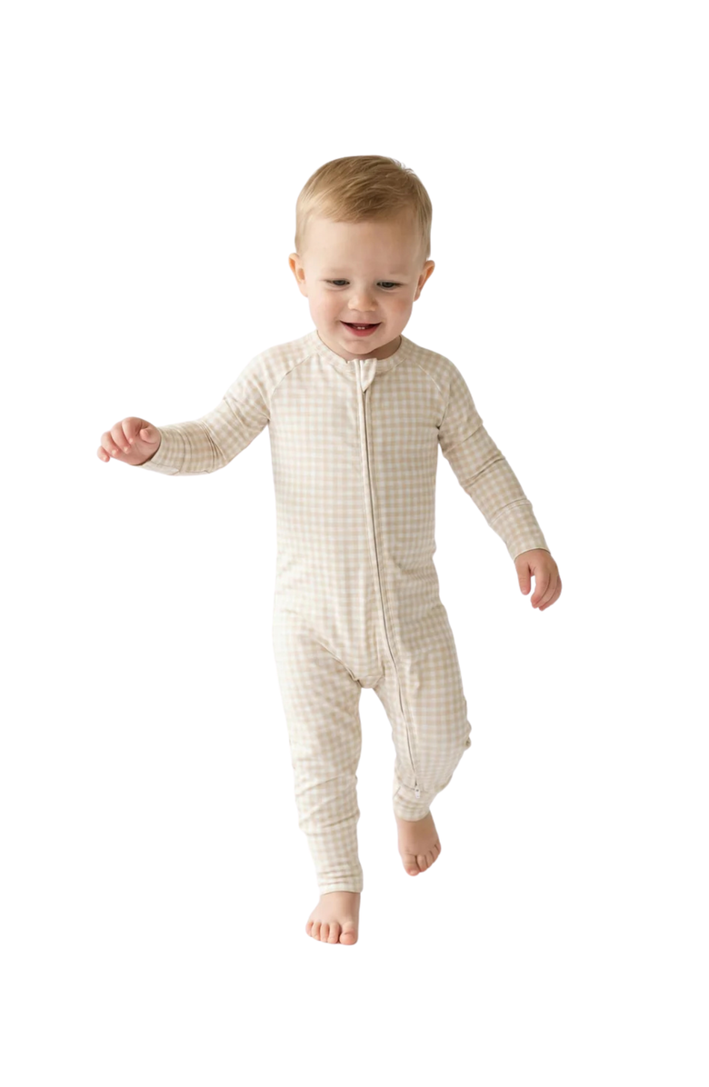 Motette Long Sleeve and Pajama Sleeper, Alternate, color, Sandstone Gingham