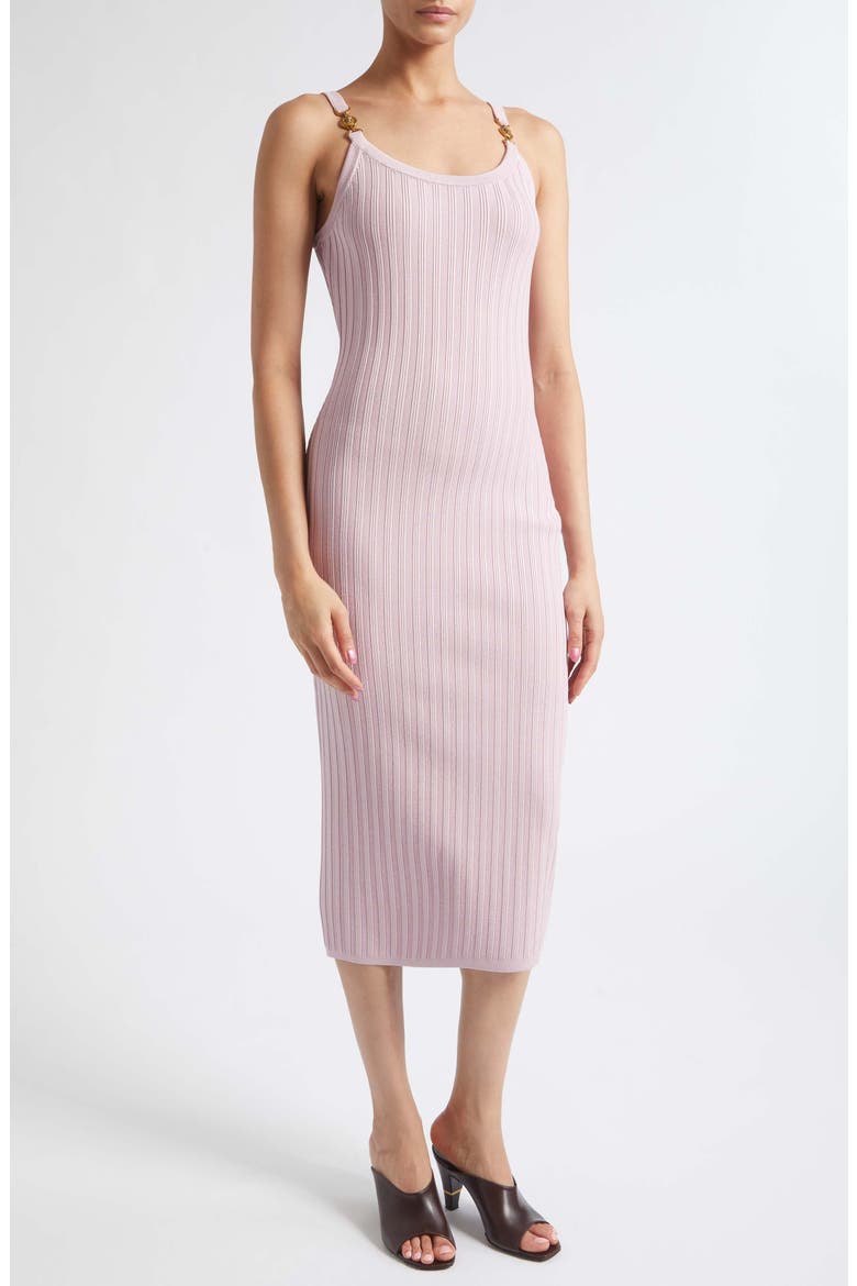 Mesh Rib Midi Sweater Dress, Main, color, LIGHT MAUVE