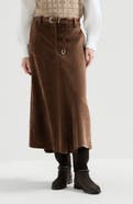 Brunello Cucinelli Fluid Corduroy Flute Skirt With Monili