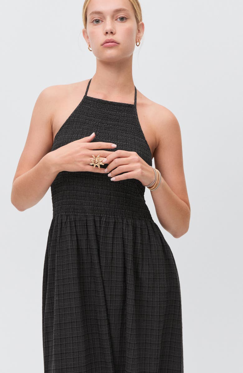 MANGO TEEN Maxi Halter Dress, Main, color, Black