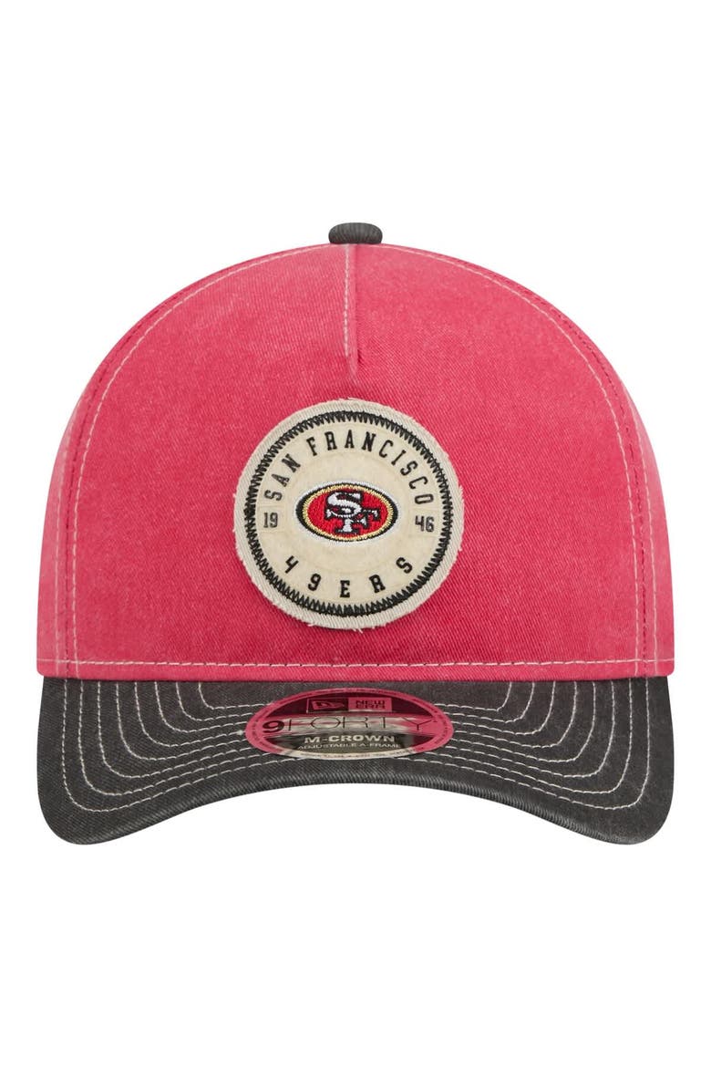 Men's New Era  Scarlet/Black San Francisco 49ers 9FORTY Felt A-Frame Adjustable Hat, Alternate, color, Scarlet