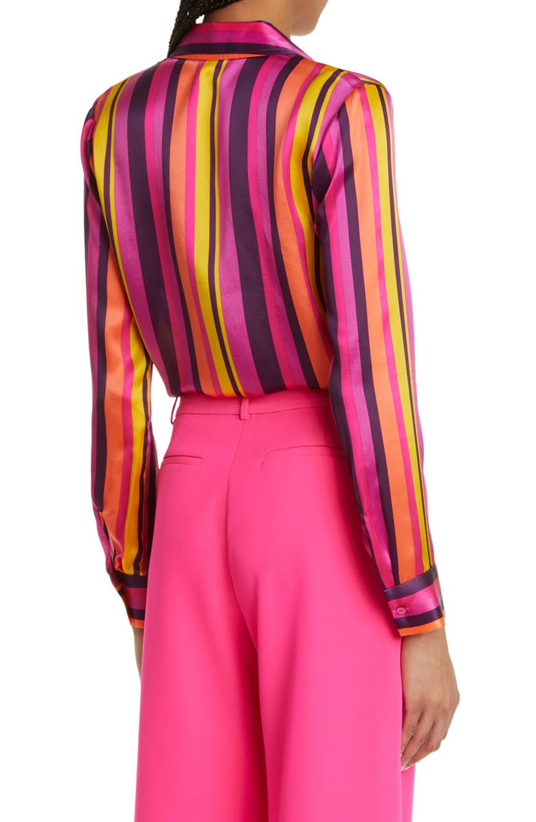 L'AGENCE Hailie Stripe Silk Blouse, Alternate, color, 