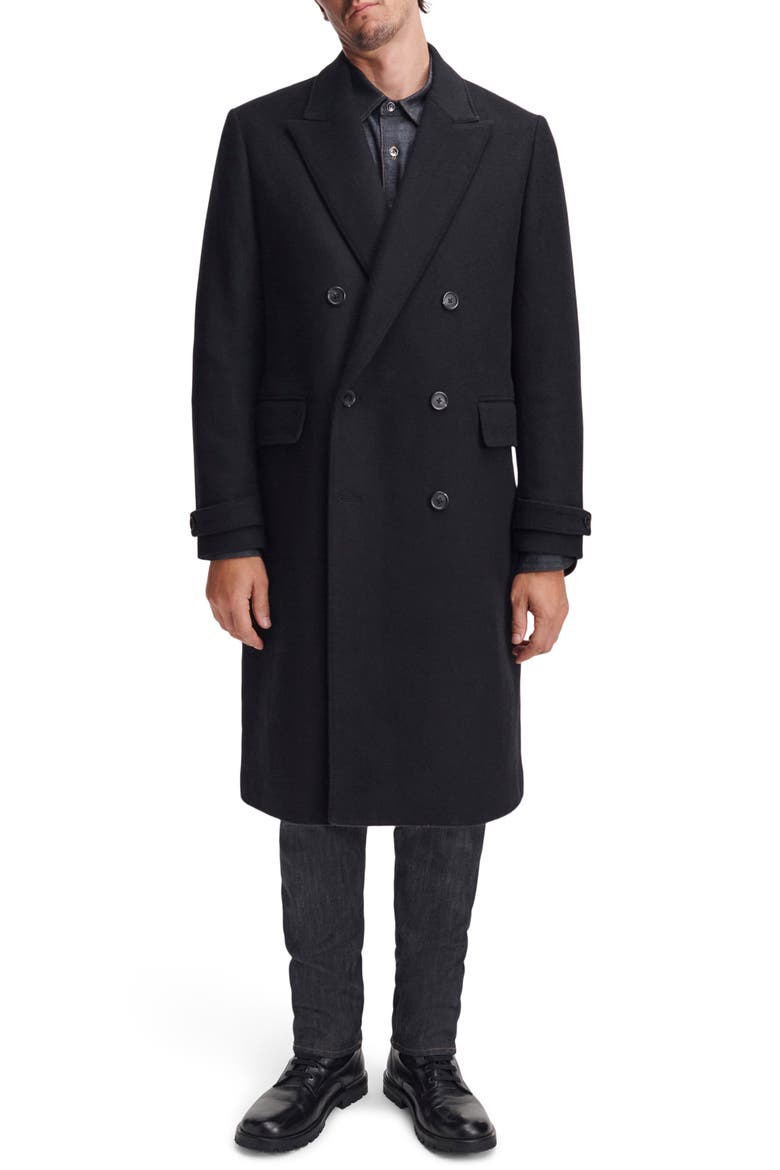 Lombard Double Breasted Wool Blend Coat, Main, color, BLACK