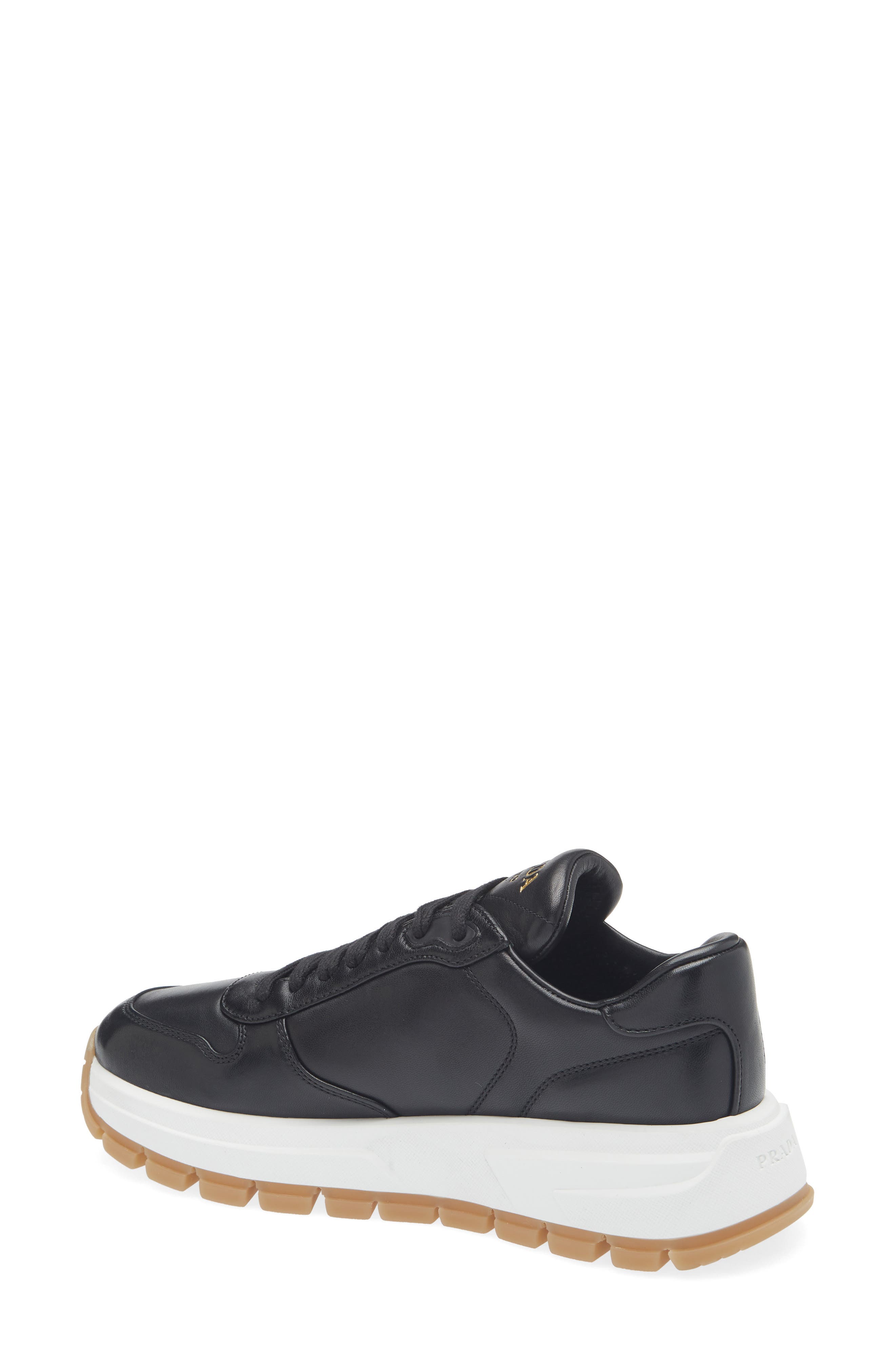 Prada Prax Leather Sneaker, Alternate, color, Nero