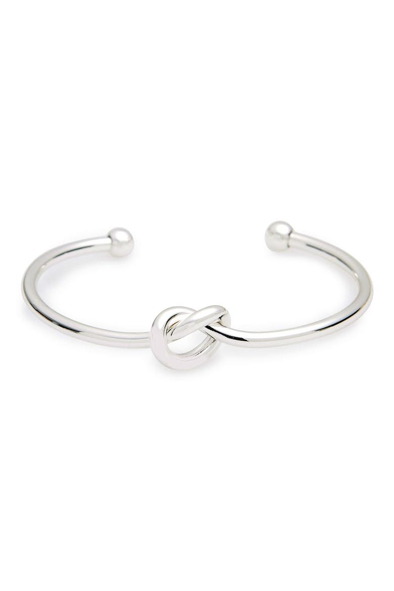 'Love Knot' Cuff, Main, color, SILVER