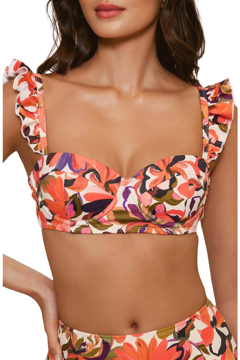 Ruffle Underwire Bikini Top, Main, color, CORAL PAINTED LUSH TROPICAL