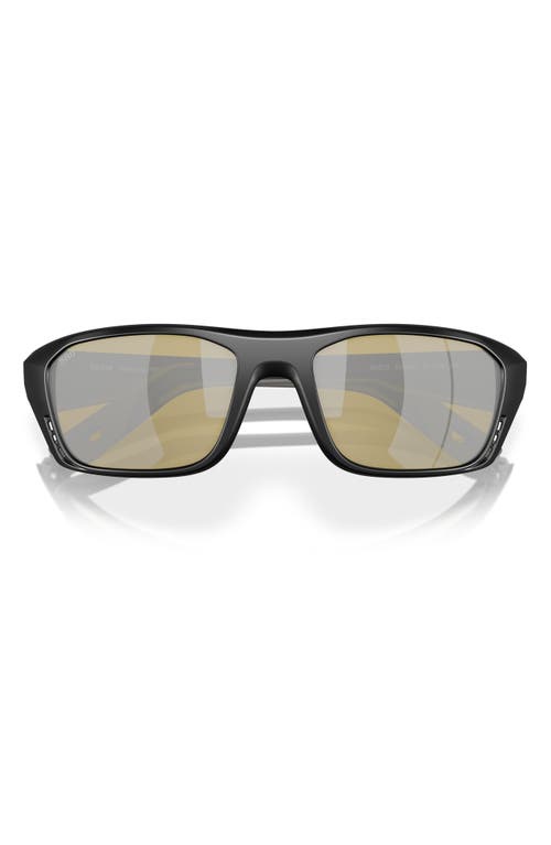 Costa Del Mar 57mm Polarized Rectangular Sunglasses In Black/sunrise Silver 580g