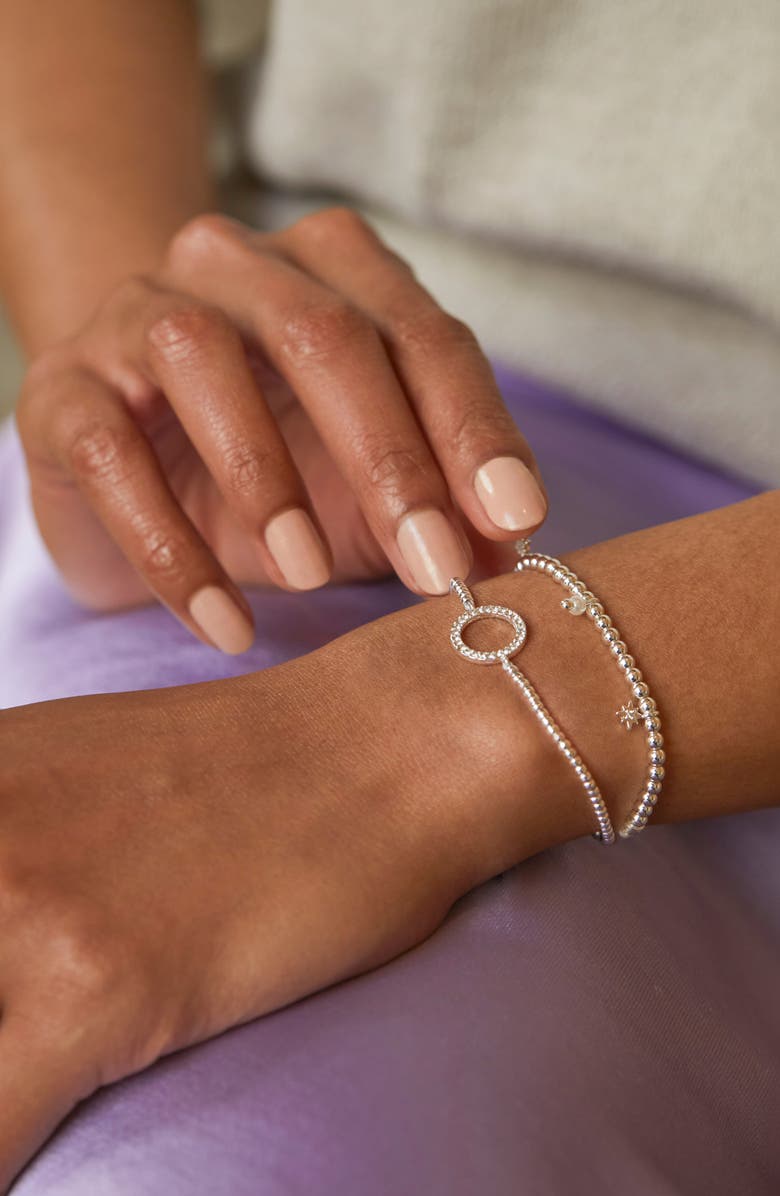 Estella Bartlett Louise Cubic Zirconia Circle Slide Bracelet, Alternate, color, Silver