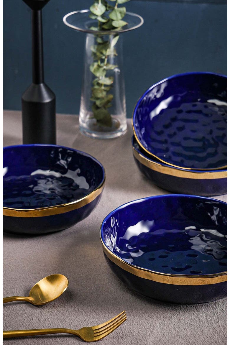 Florian Porcelain 4-Piece Pasta Bowl Set, Alternate, color, Blue