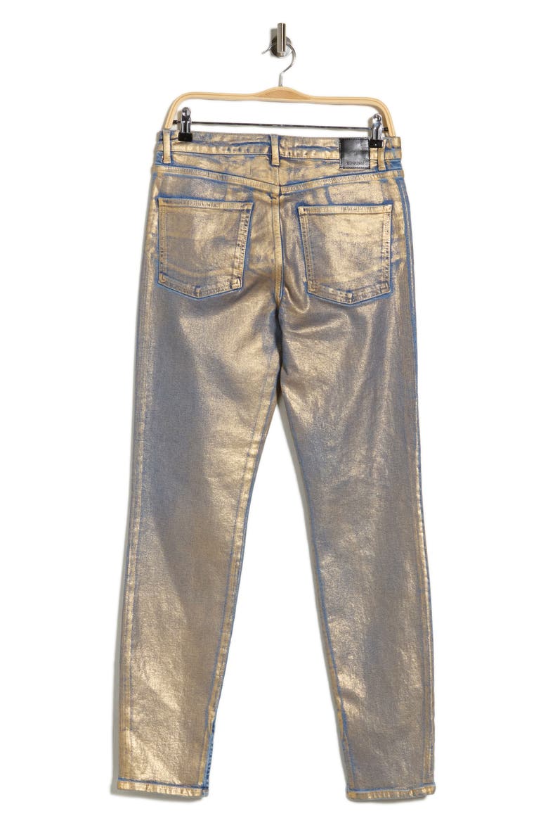Rae High Waist Ankle Skinny Jeans, Alternate, color, MATTE GOLD
