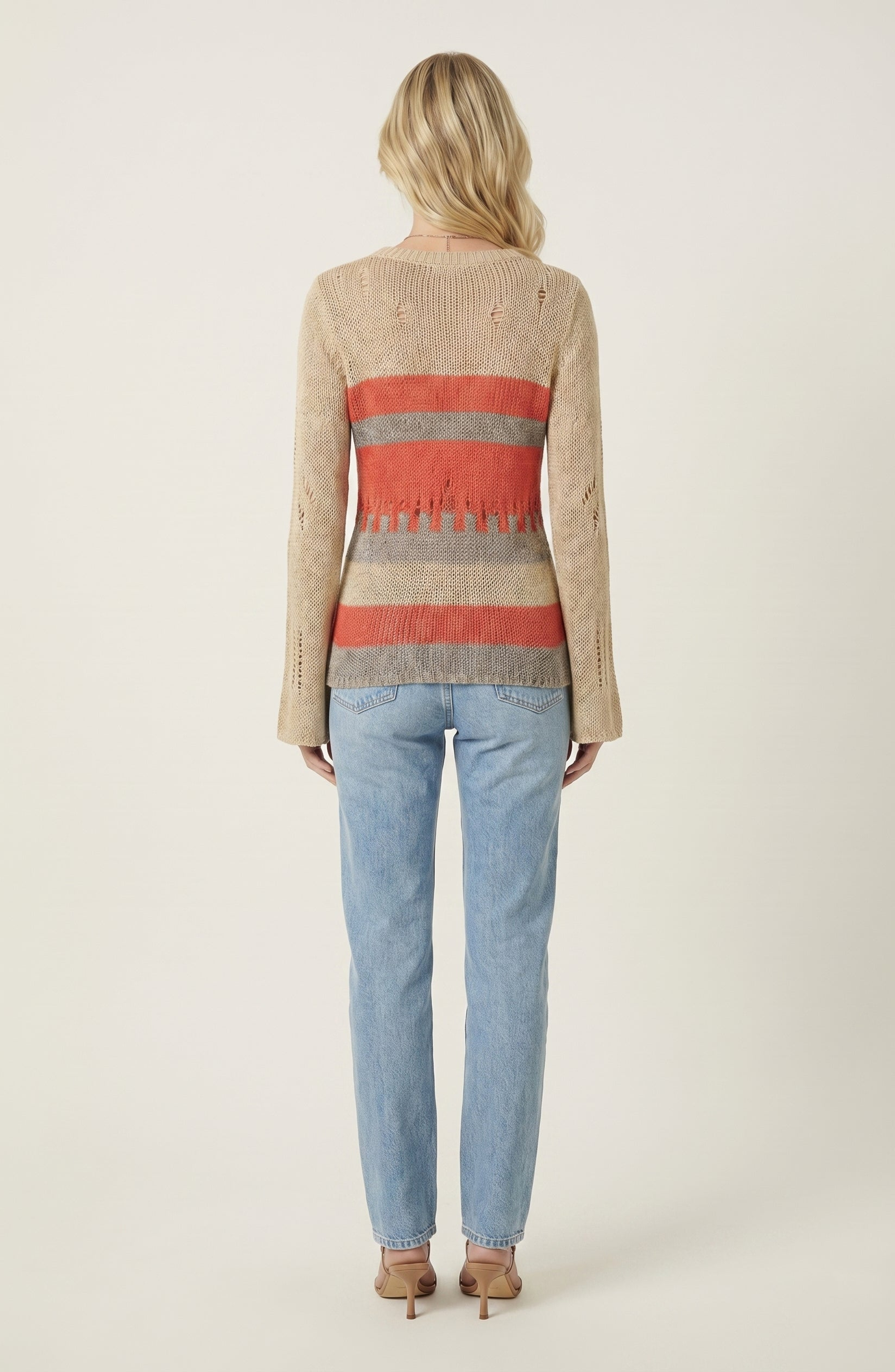 Distressed Stripe Knit Sweater - image 4