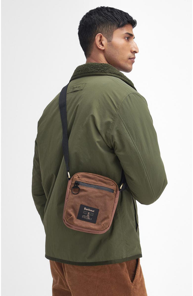 Barbour Field Water Resistant Waxed Cotton Crossbody Bag, Alternate, color, Tan/ Black