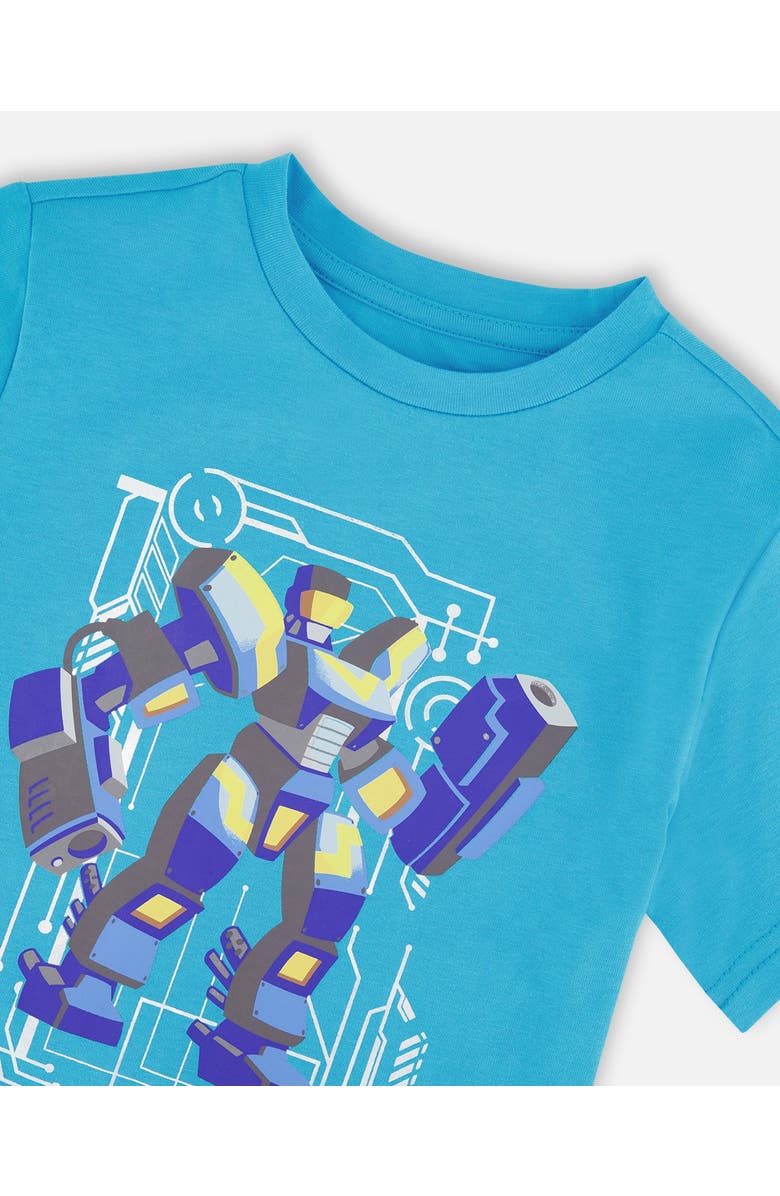 Deux par Deux Organic Cotton Jersey Chest Graphic Short Sleeve T-Shirt, Alternate, color, Sky Blue