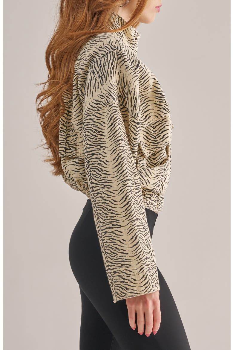 Ottoline Zebra Bomber Jacket, Alternate, color, WHITE BLACK