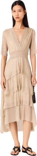 maje Metallic ruffled dress | Nordstrom