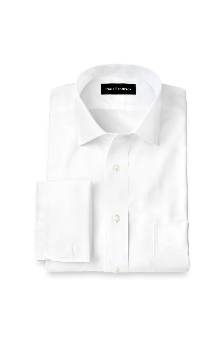 Slim Fit Non-iron Cotton Pinpoint Spread Collar French Cuff Dress Shirt, Main, color, White