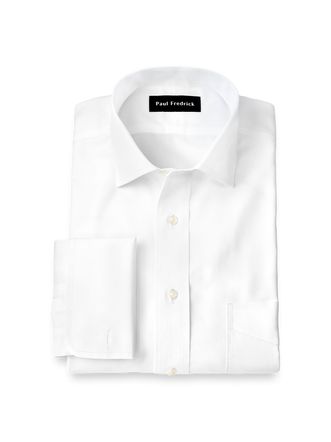 Non-iron Cotton Pinpoint Solid Spread Collar French Cuff Dress Shirt