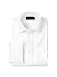 Paul Fredrick Non-iron Cotton Pinpoint Solid Spread Collar French Cuff Dress Shirt