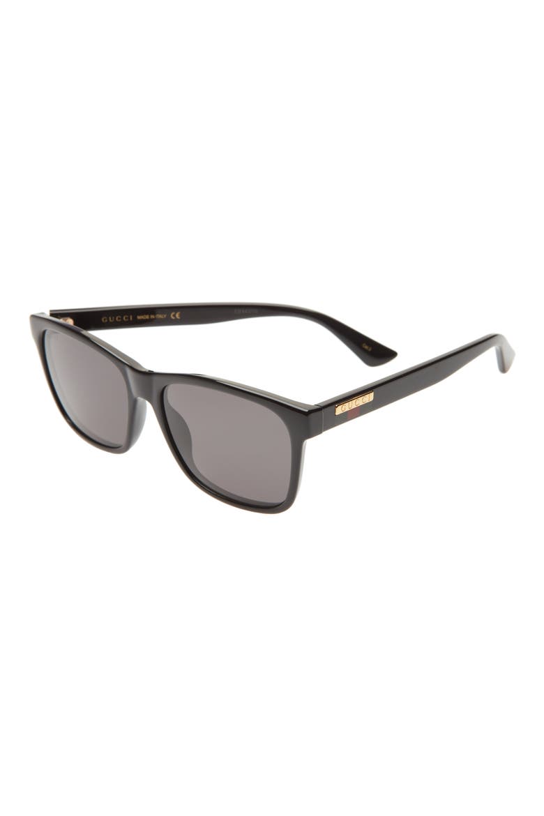 57mm Polarized Rectangular Sunglasses, Alternate, color, BLACK/ GREY