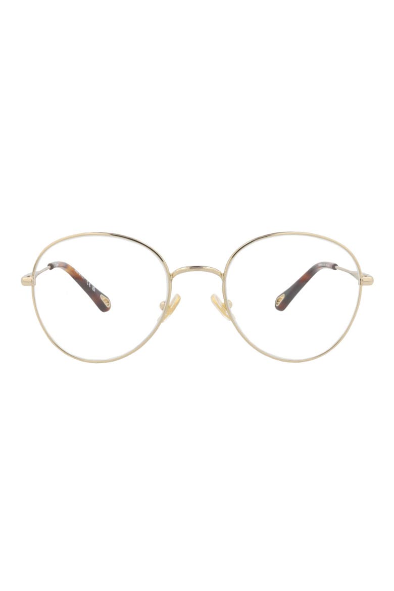52mm Round Optical Glasses, Main, color, GOLD GOLD TRANSPARENT