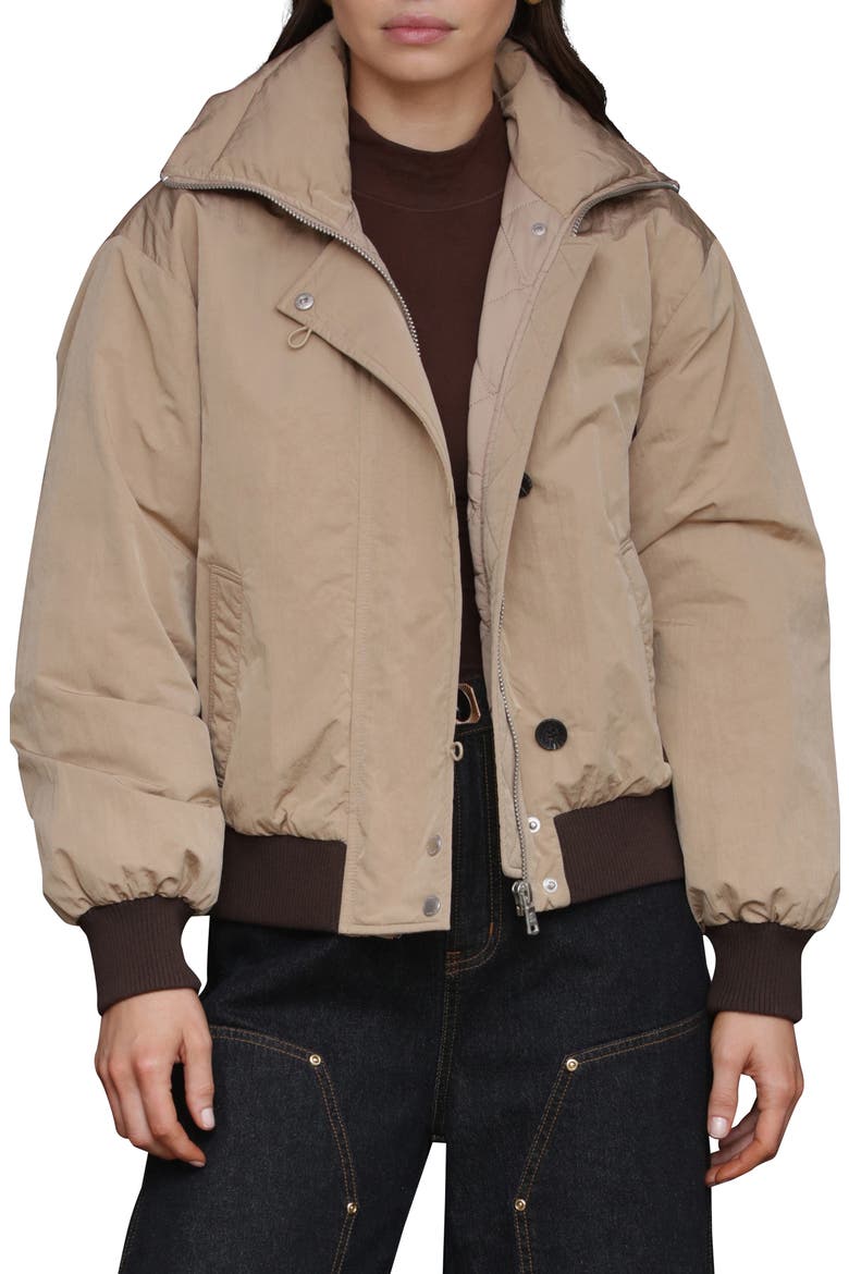 High Neck Puffer Jacket, Main, color, KHAKI