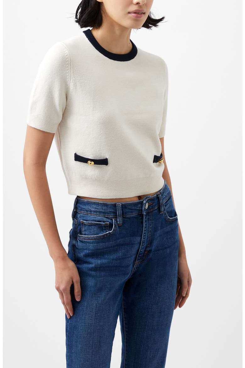 Babysoft Short Sleeve Sweater, Alternate, color, 10-CLASSIC CREAM-MARINE