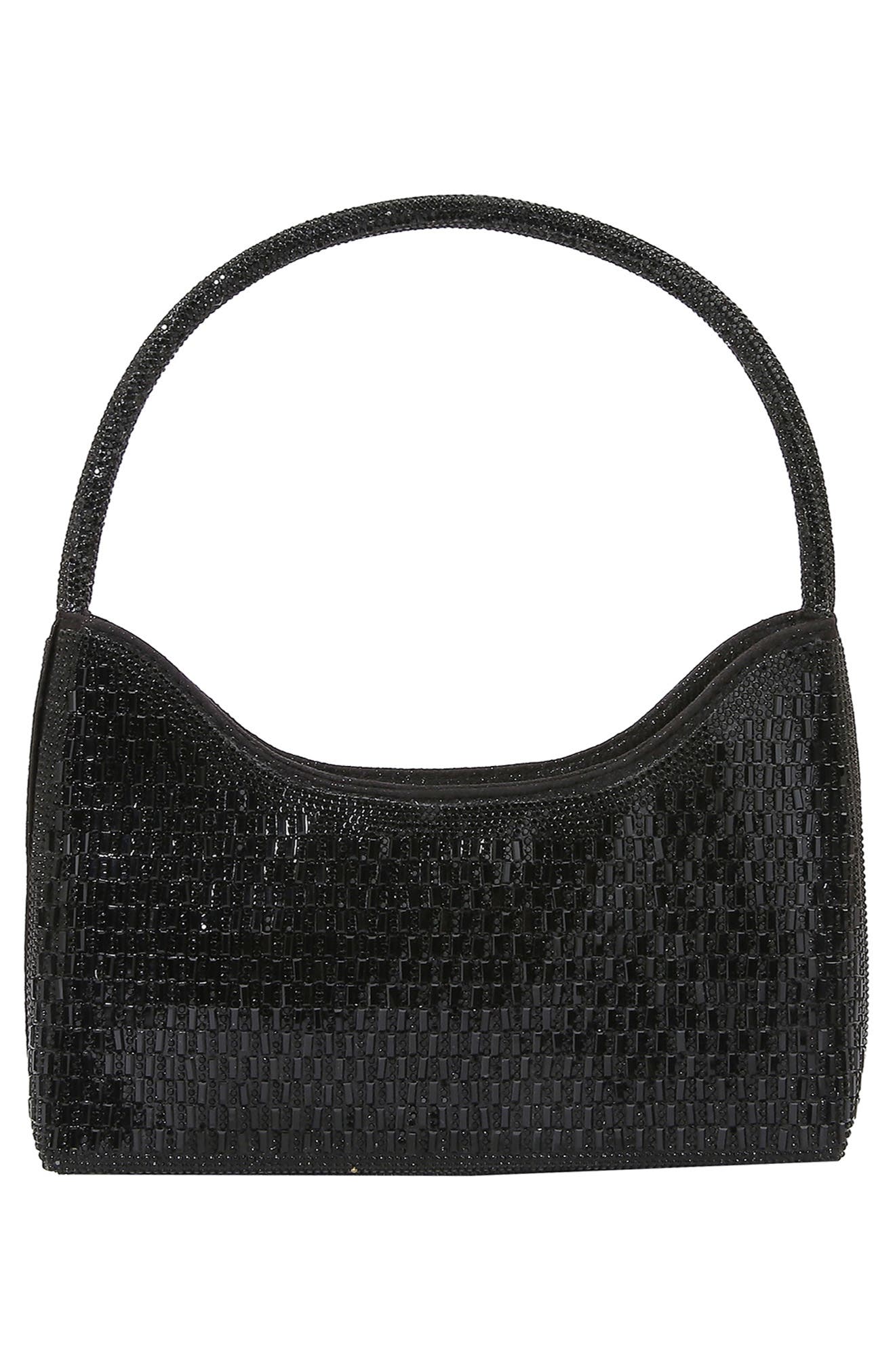 BERNESS Rhinestone Beaded Shoulder Bag, Alternate, color, Black