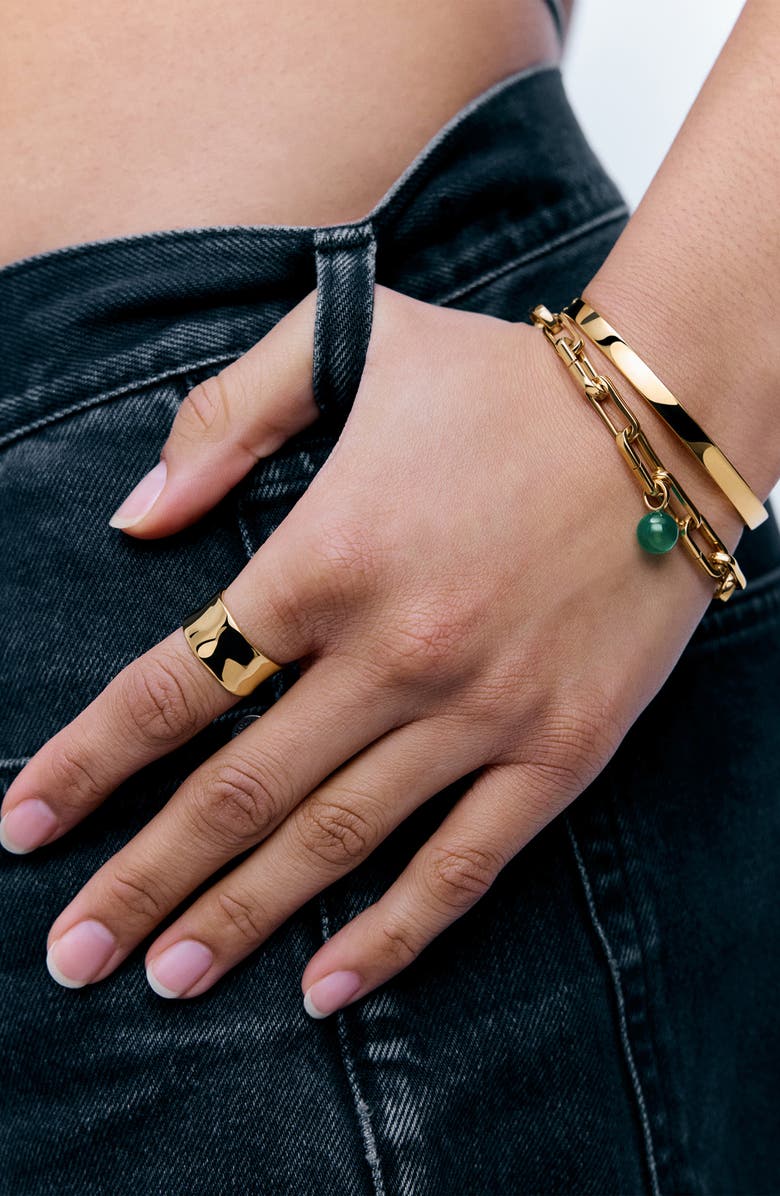 Monica Vinader Green Onxy Round Pendant Charm, Alternate, color, 18Ct Gold Vermeil / Green Onyx