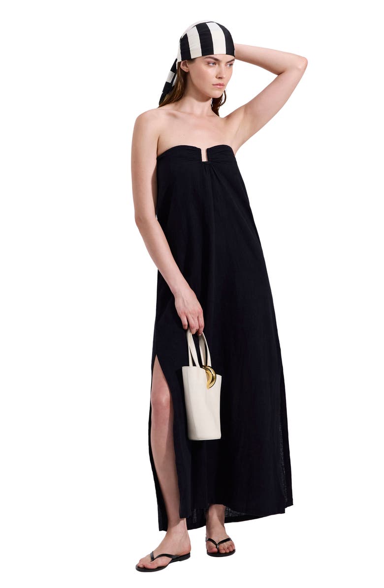 Luma Gottex La Mar U Wire Midi Dress Cover-Up, Alternate, color, Black