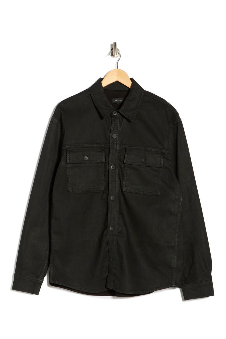 Elias Coated Shirt Jacket, Alternate, color, CHARCOAL BLACK