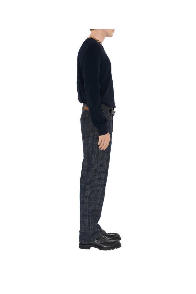 Check Trim Wool Sweater, Alternate, color, Black